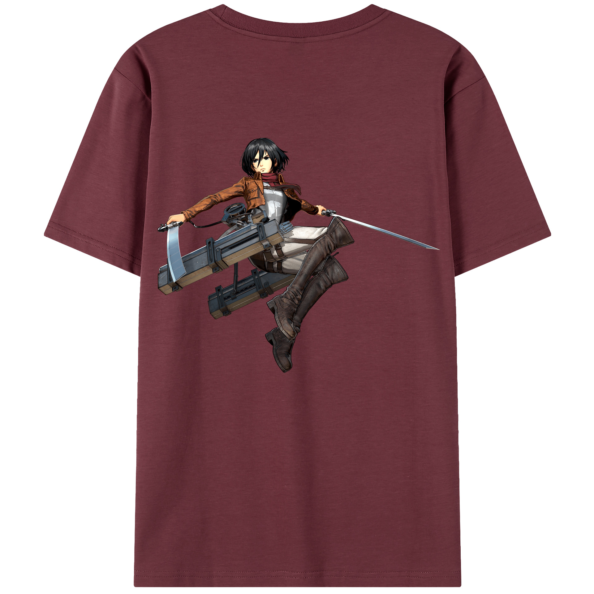 （画像用） 進撃の巨人 ミカサ·アッカーマン Attack on Titan Mikasa Ackerman 綿100％半袖Tシャツ（背面プリント）